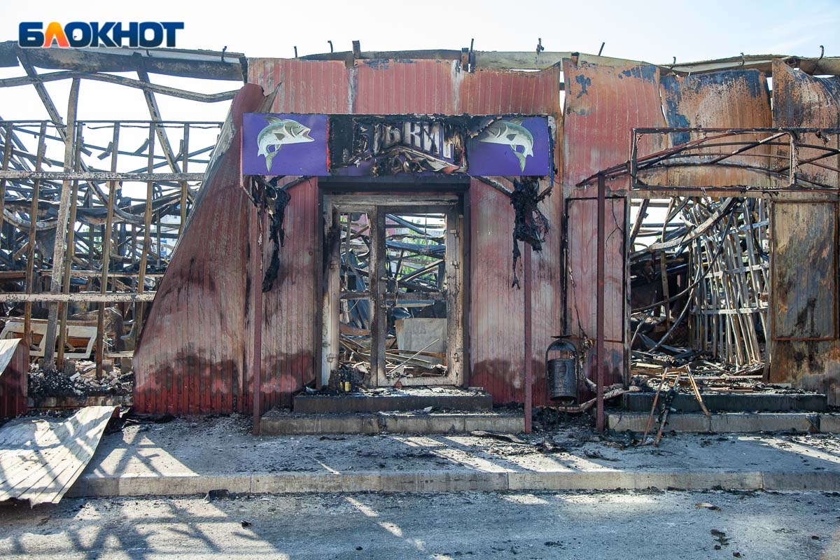 Рынок после пожара. Сгорел рынок в Волжском.