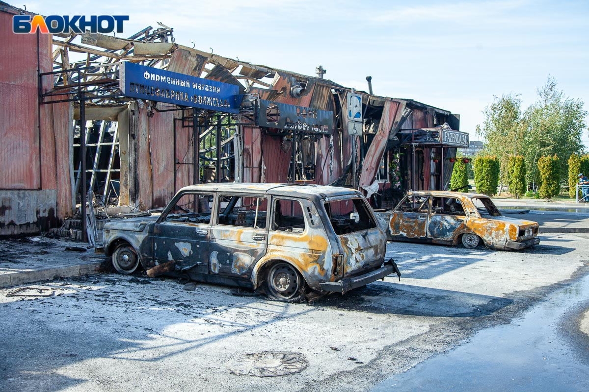 Рынок после пожара. Сгорел рынок Волжский.