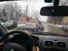 Авария в Волжском попала на видео: снежное месиво сыграло свою роль