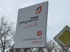 Власти сели в лужу, снабдив помпезно открытый МФЦ указателем с грубой ошибкой 