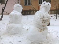 Фигуристая парочка из снега попала в объектив волжан