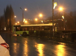 На гололеде волжский автобус занесло на ограждение зеленой зоны