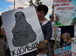 Креативным «Ждольщиком» отличились на митинге несостоявшиеся жильцы «АхтубаСитиПарк» в Волжском 