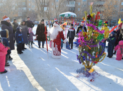 Дворовую елку с хороводами и зимними играми устроили волжане