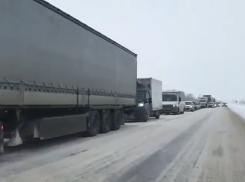 Волжанка сняла на видео многокилометровую очередь из фур на трассе