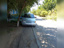 Автохам припарковался на клумбе у подъезда в Волжском