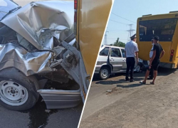 «Четырнадцатая» разбилась о рейсовый автобус в Волжском: видео