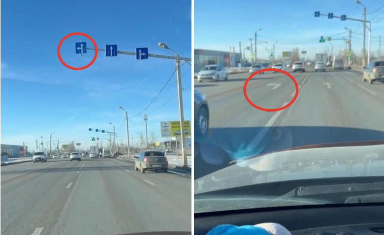 Разметка противоречит знакам на дороге в Волжском: видео