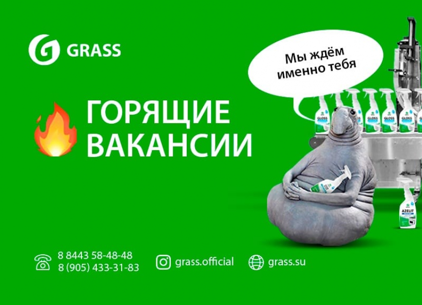 В компанию «Grass» требуются сотрудники