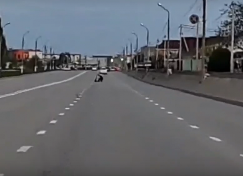 Мужчина упал с электросамоката на дороге в Волжском: видео