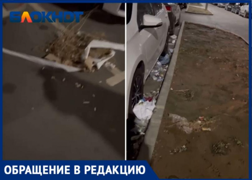 Мусоровоз разбрасывает отходы по всему двору в Волжском: видео