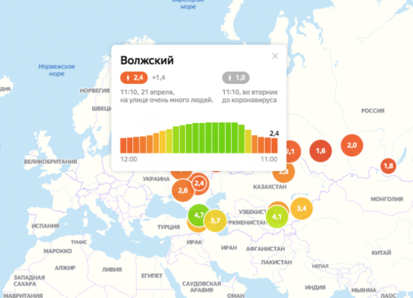 Индекс самоизоляции в Волжском опустился до 2,4 баллов