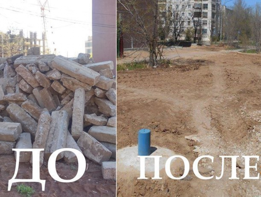 Застойщик оставил после себя горы мусора посреди двора в Волжском 