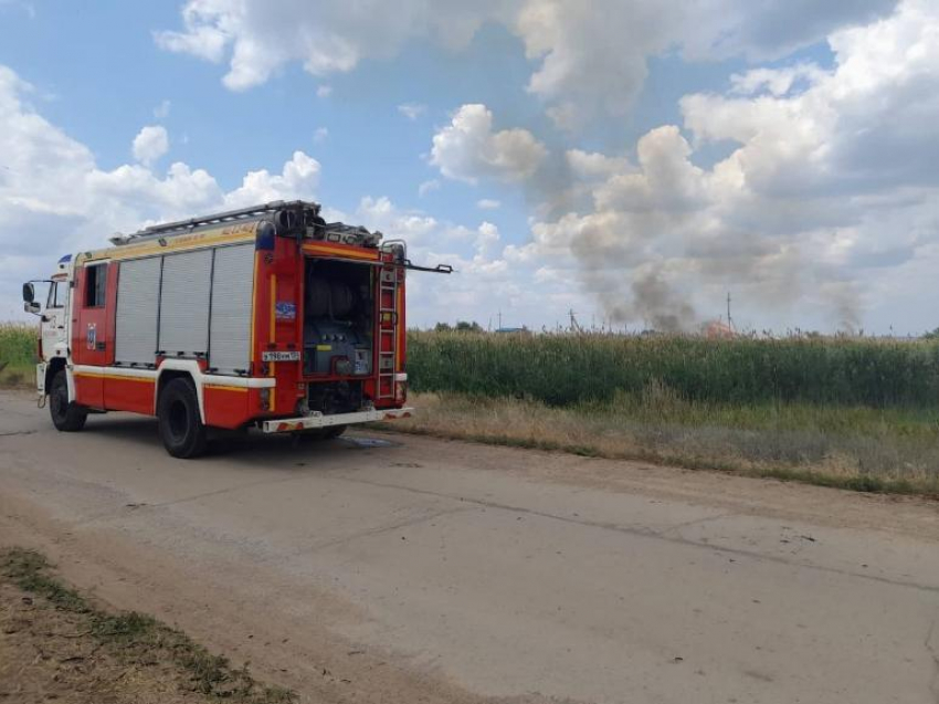 Большой пожар из-за горящего камыша бушует в Волжском