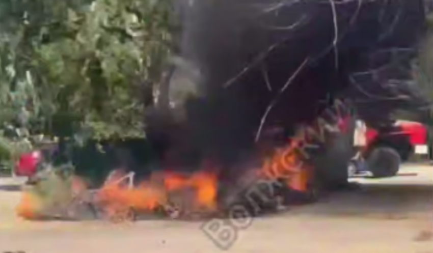 Сухие ветки могли стать причиной пожара у мусорных баков в Волжском