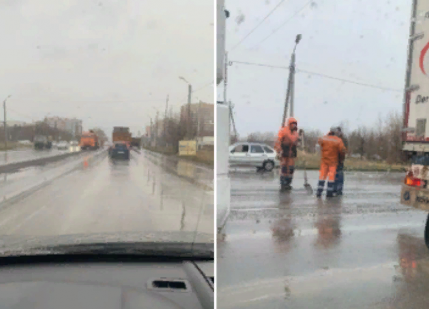 «Никогда такого не было, и вот опять»: в Волжском обсуждают строительство дороги под дождем