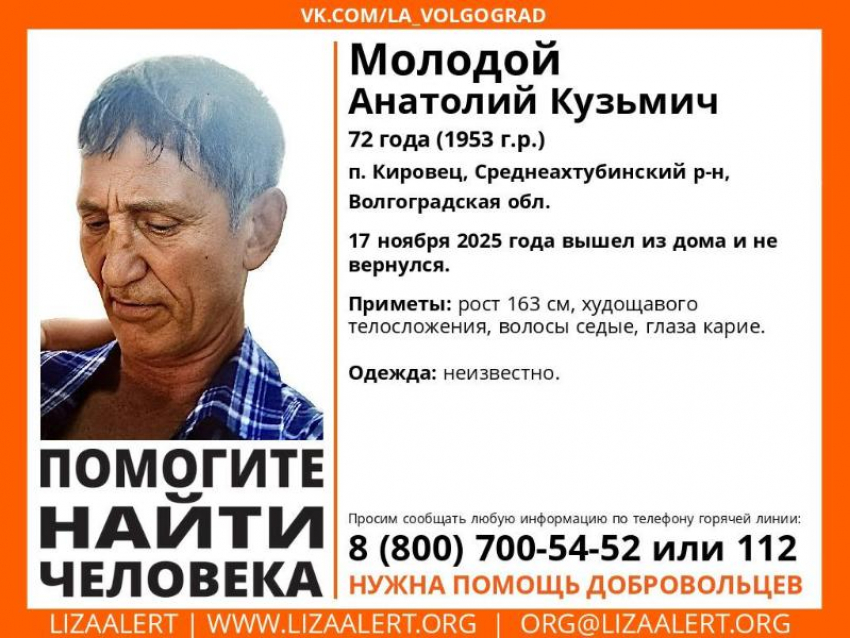 Вышел из дома и не вернулся: недалеко от Волжского пропал 72-летний Анатолий Кузьмич